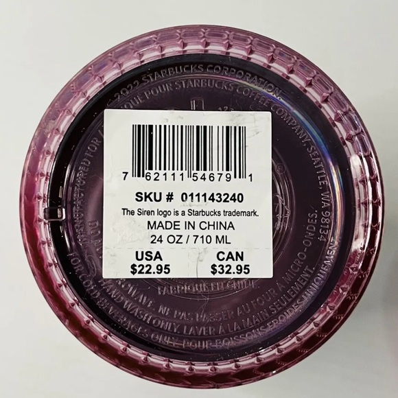 Starbucks Iridescent Pink & Silver Grid Tumbler Cold Cup 24oz Venti 2023 NWT - Picture 7 of 7